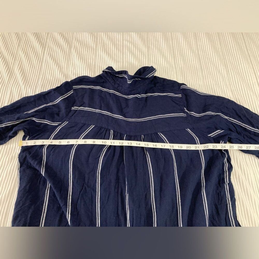 Ellos Blouse Womens 22 Blue White Stripe Tunic Button Up Long Sleeve Plus Preppy - Picture 7 of 8